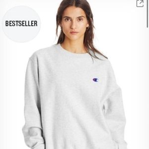 S Grey Reverse Weave Champion Crew Neck